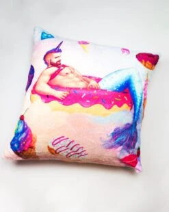 Cream Filled Merman Throw Pillow 22''