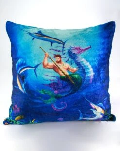 Merman Warrior Throw Pillow 22''
