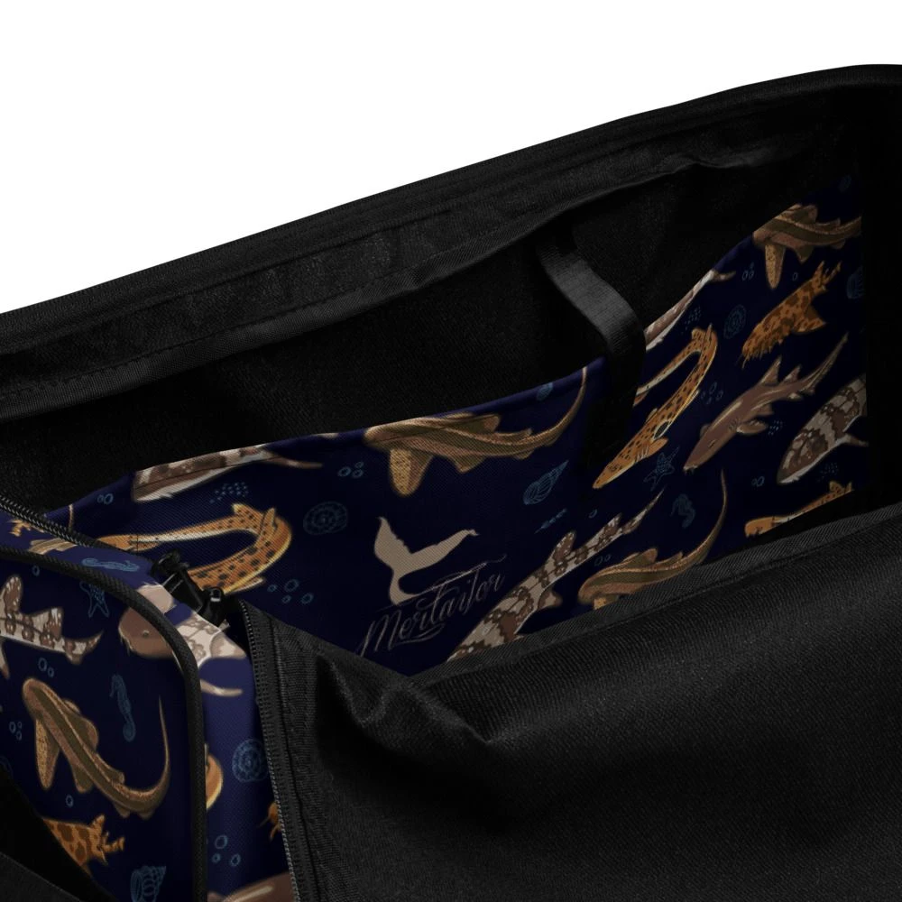 Shark Frenzy Navy Duffle Bag