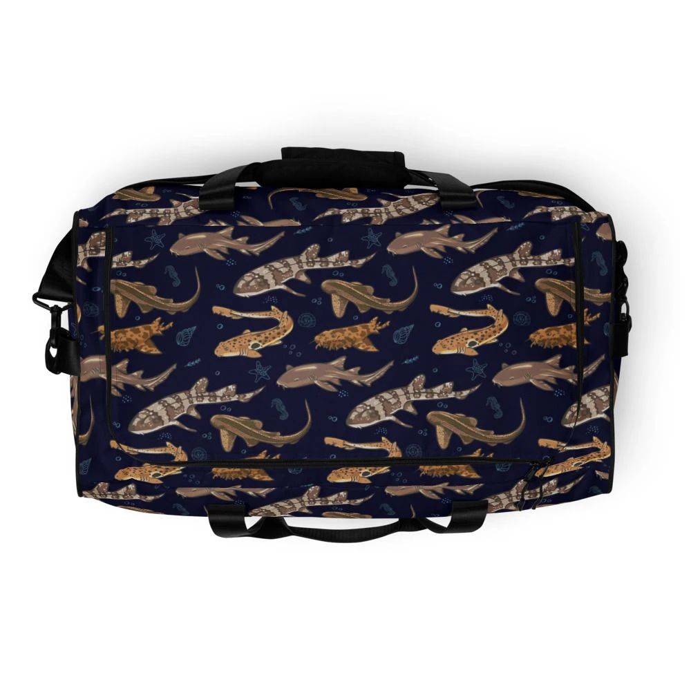 Shark Frenzy Navy Duffle Bag - Image 3